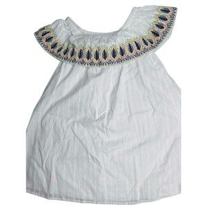 Genuine Kids From Oshkosh Off  Shoulder Embroidered  Dress 4t White Colorful